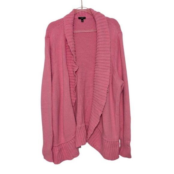 Talbots Shawl Collar Cardigan Womens Size 2X Pink Cotton Blend Open Sweater - Picture 1 of 11